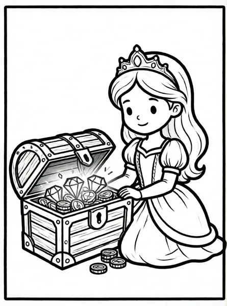 princesa descubriendo un cofre antiguo