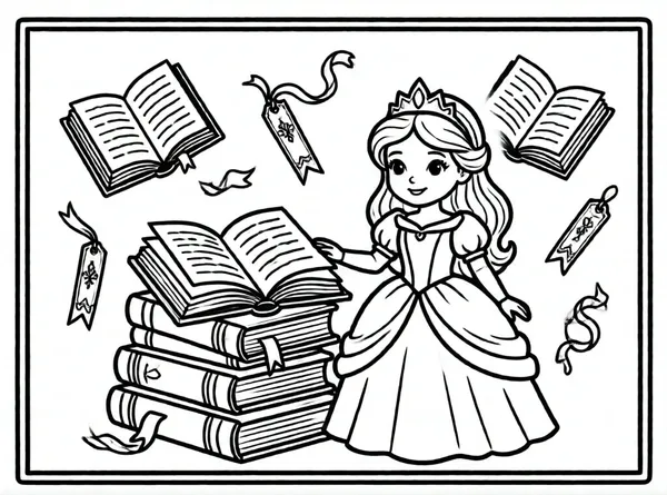 princesa en fiesta de libros