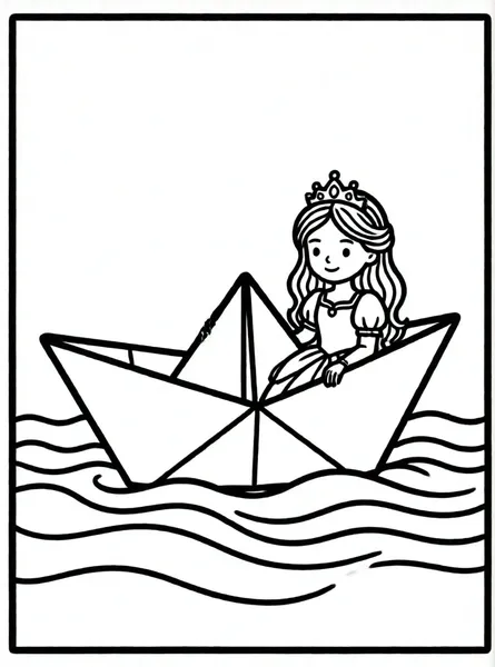 princesa navegando en bote de papel