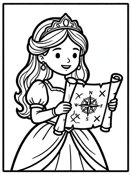 princesa leyendo mapa del tesoro