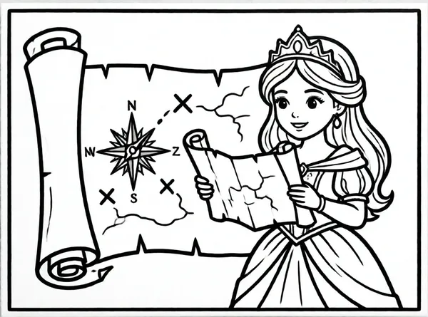 princesa leyendo mapa del tesoro