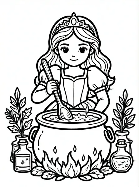 princesa preparando pociones mágicas