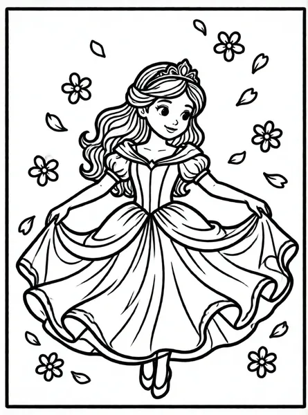 princesa bailando bajo pétalos