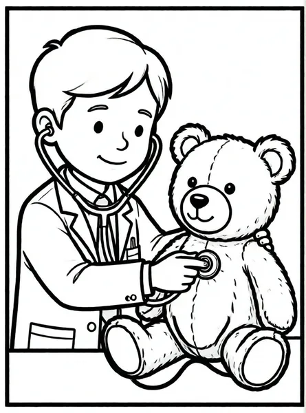 médico revisando corazón de peluche