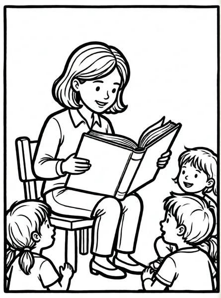 profesora leyendo libro en aula