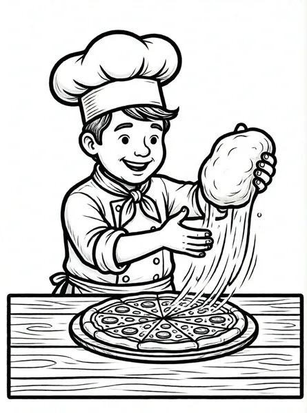 chef cocinando pizza en cocina