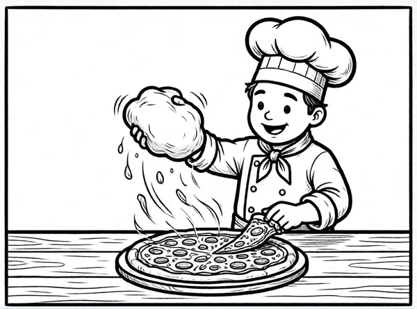 chef cocinando pizza en cocina