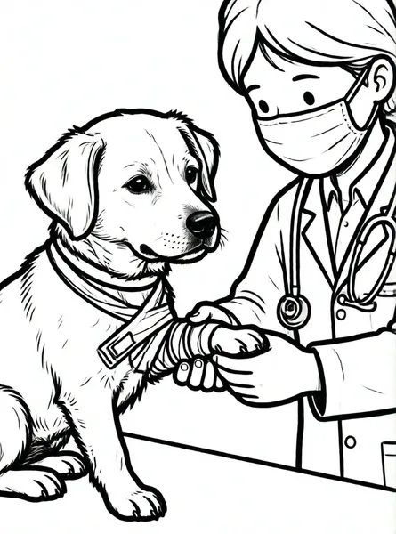 veterinario curando perrito con venda