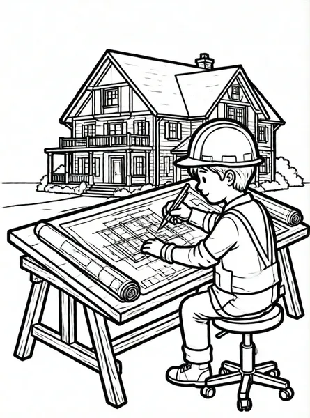arquitecto dibujando plano en mesa