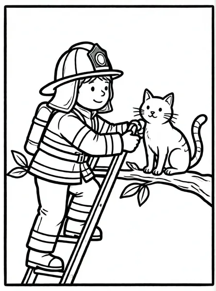 bombero rescatando gato de árbol