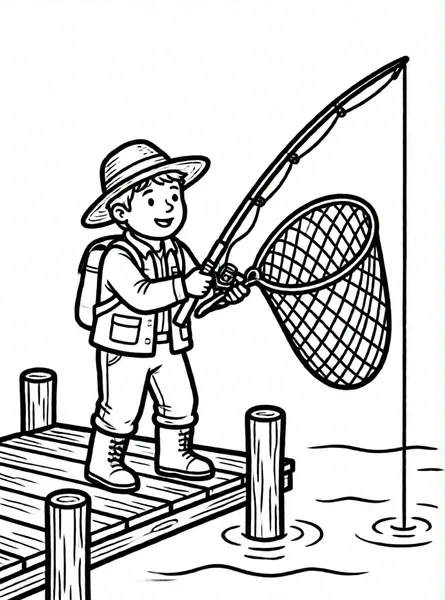 pescador lanzando red en muelle