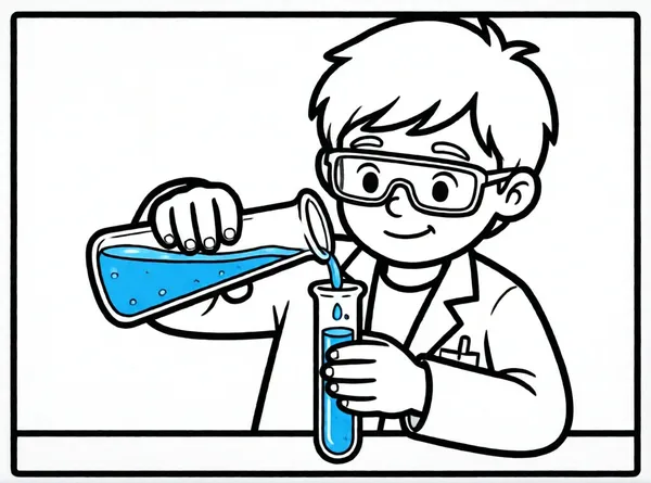 científico mezclando líquidos en laboratorio