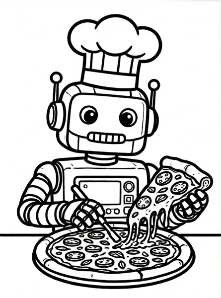 robot cocinero preparando pizza