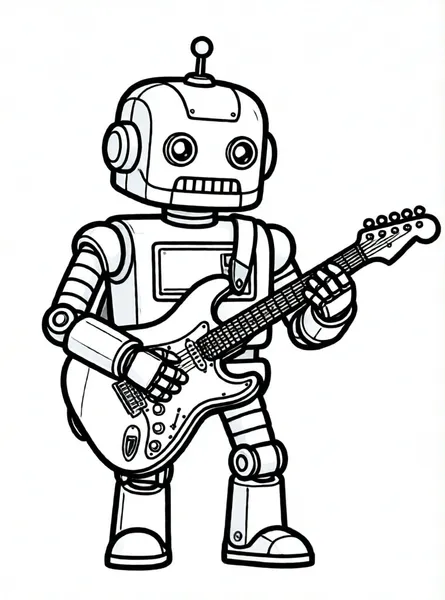 robot músico tocando guitarra