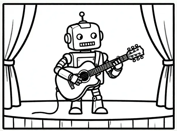 robot músico tocando guitarra