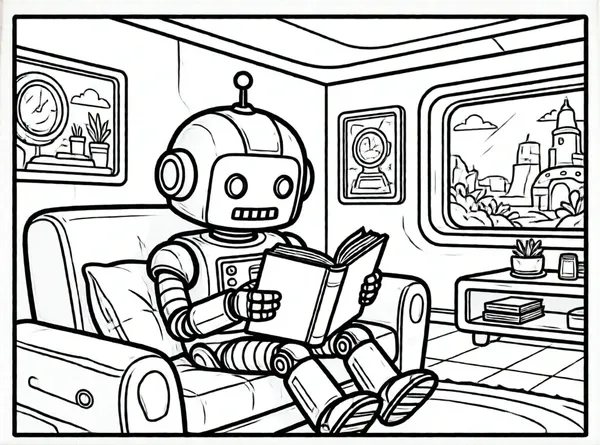 robot leyendo un libro