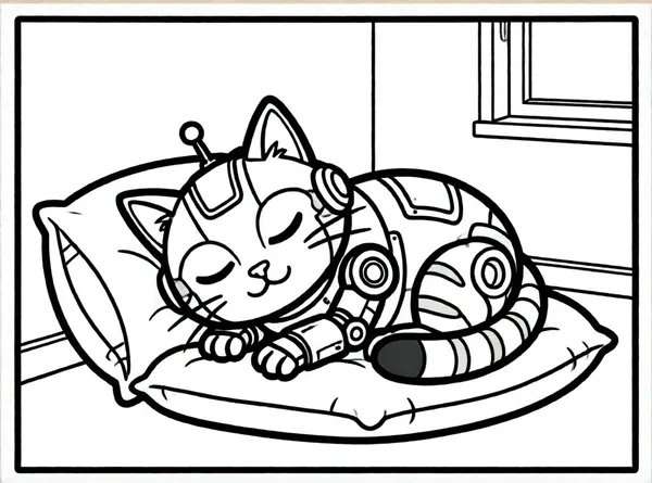 gato robot durmiendo