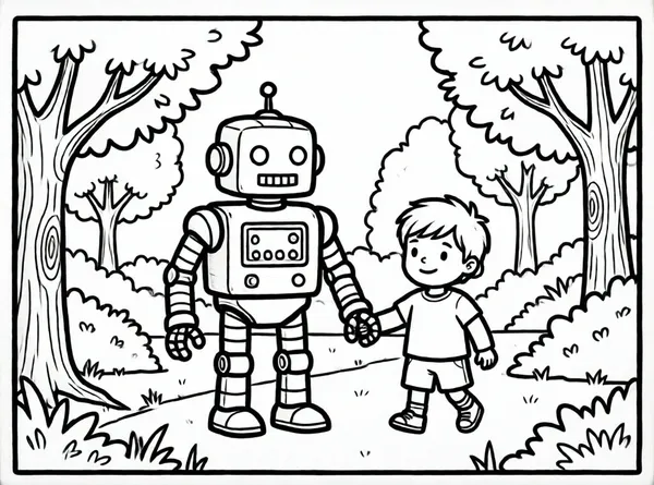 robot ayudando a niño