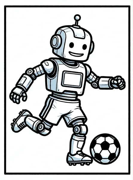 robot futbolista pateando balón