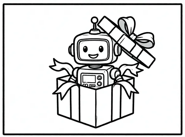 robot regalo en caja
