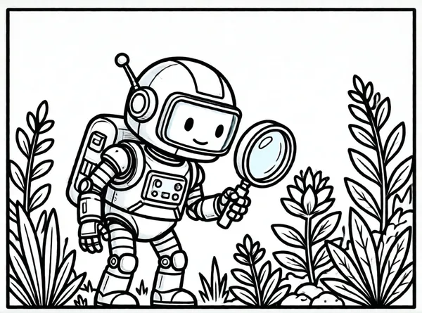 robot explorador con lupa