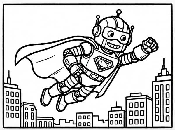 robot superhéroe con capa