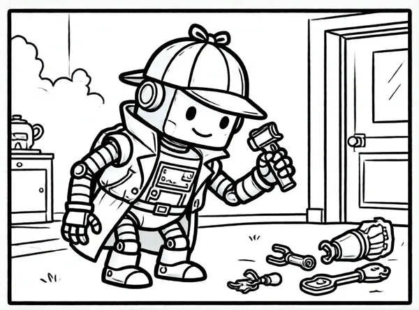 robot detective con lupa