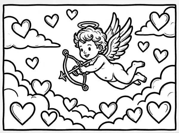 cupido volando entre nubes