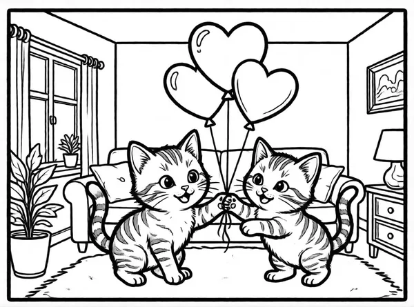 gatitos jugando con globos