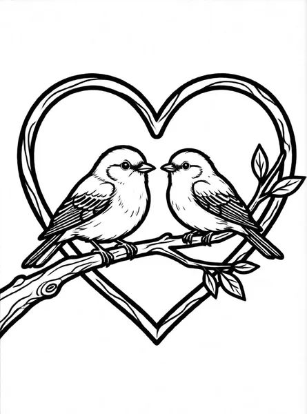 pajaritos en rama de corazón