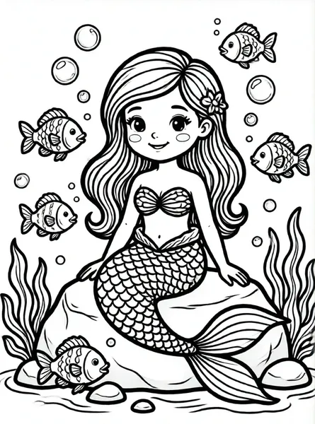 la sirena y los peces