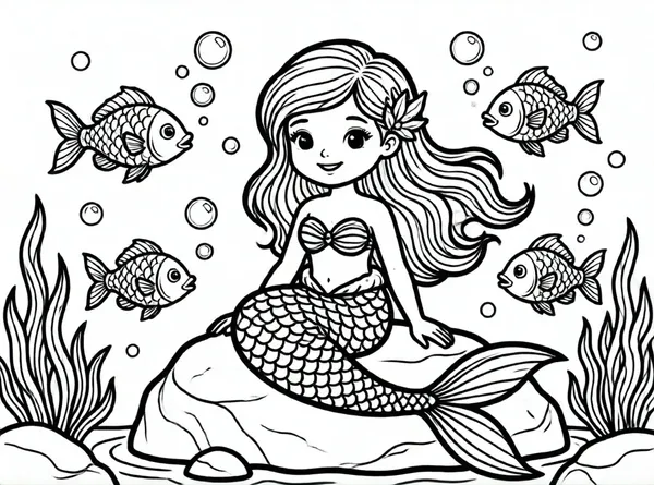 la sirena y sus peces amigos