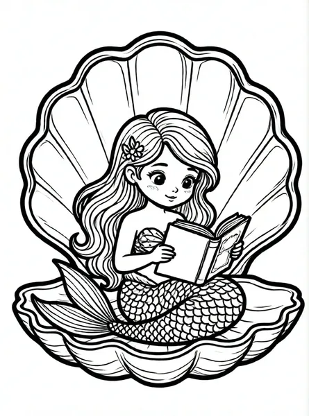 sirena leyendo bajo una concha