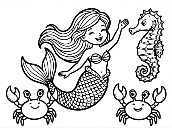 sirena bailando con amigos marinos
