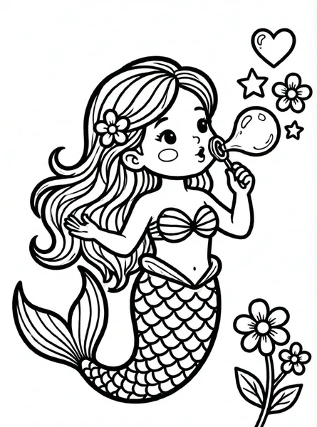 sirena juguetona y burbujas mágicas