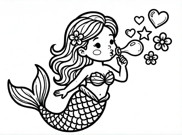 sirena con burbujas mágicas