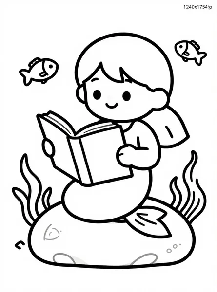 la sirena leyendo su libro