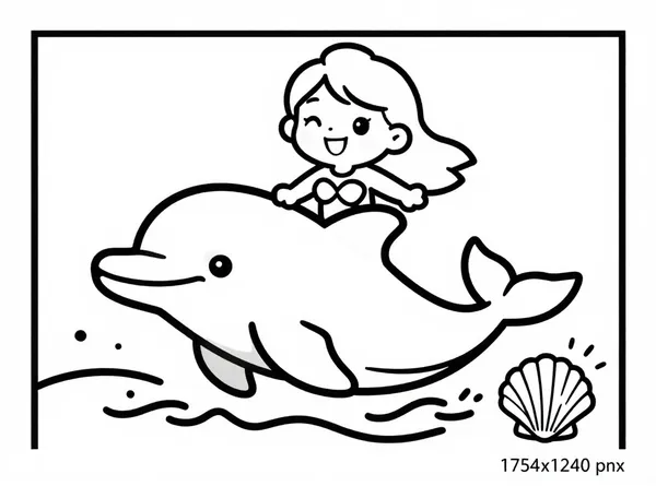 sirena montando un delfín