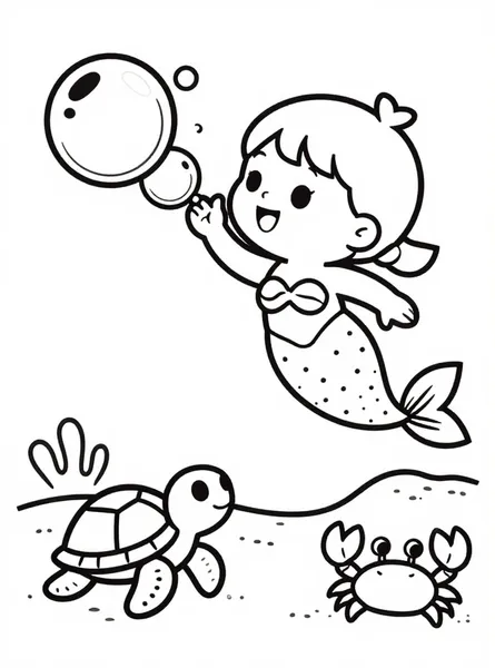 sirena burbujeante y amigos marinos