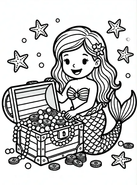 sirena y su cofre de tesoros