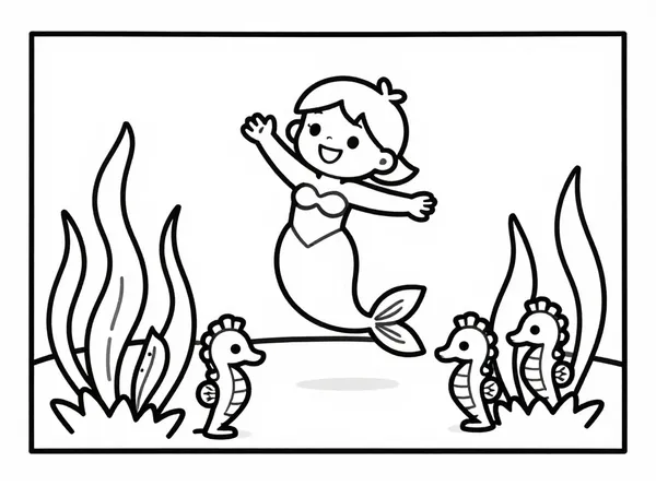 sirena bailando con caballitos