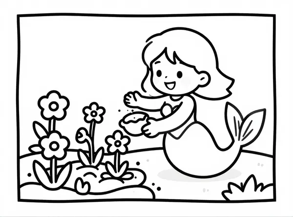 la sirenita y su jardín marino