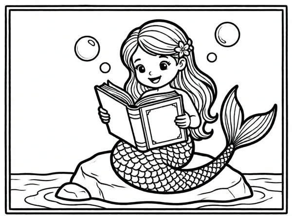 la sirenita leyendo un libro