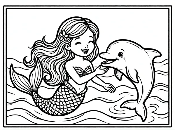 sirena y delfín juguetón