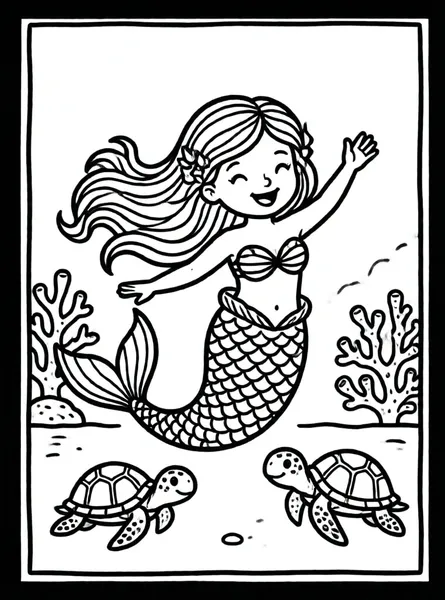 sirena bailando con tortugas