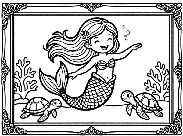 sirena bailando con tortugas