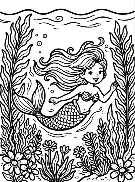 sirena en el jardín marino