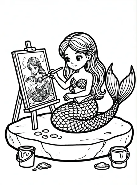 la sirena artista pintando