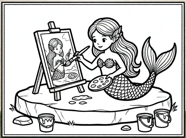 la sirena artista pintando