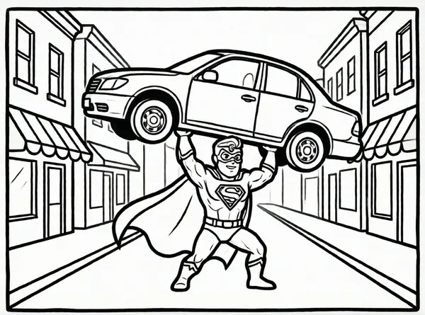 héroe levantando un coche